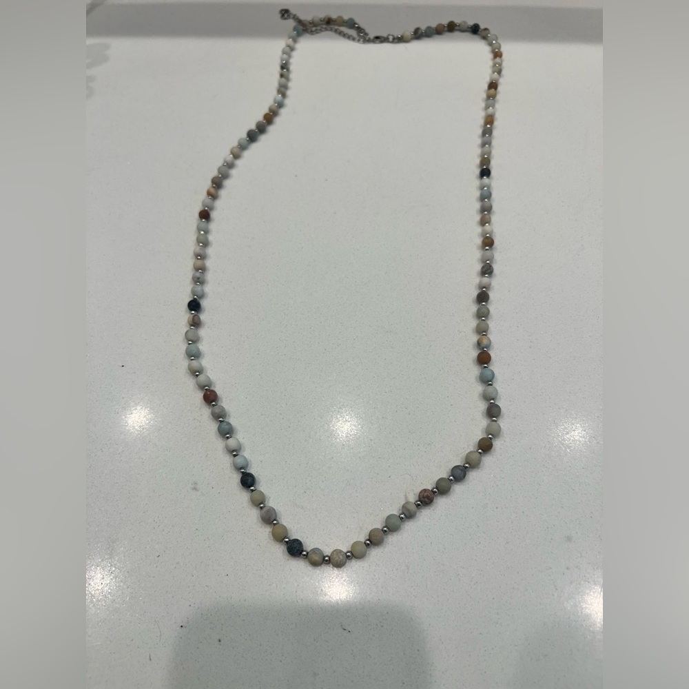 Premier Designs White, Tan, and Multi-Colored Beaded Necklace